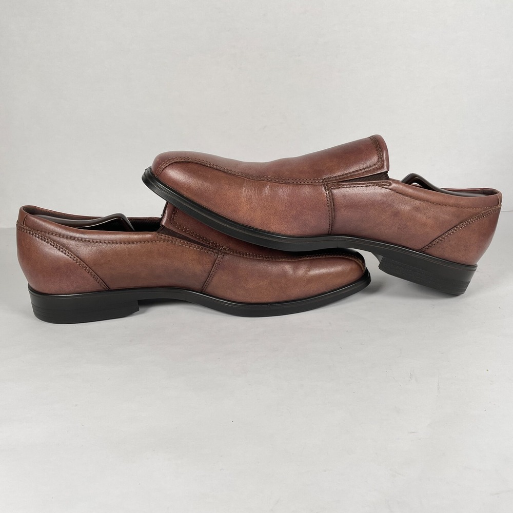 Ecco Queenstown Loafers Mens Size 46 US 12 Brown Leather Bicycle Toe Dress Shoes - Picture 7 of 10